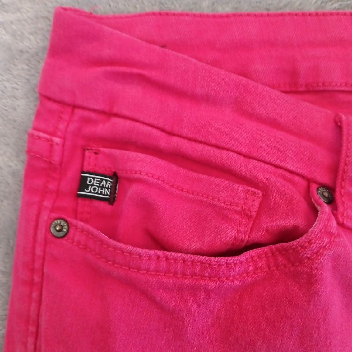 Denime Dear John Womens Jeans Cropped Pink Denim Mid Rise 30 Regular Inseam 25 Cuffed 32x25 Vintage No Size 30" / US 8 / IT 44 - 4 Thumbnail