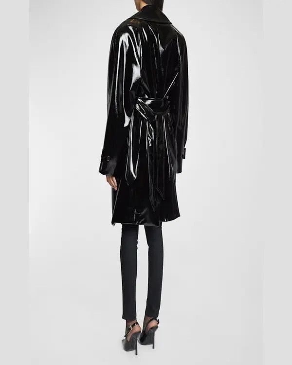 Saint Laurent Paris o1tp1o1224 Trench Coat In Viny in Nero Size XS / US 0-2 / IT 36-38 - 4 Thumbnail