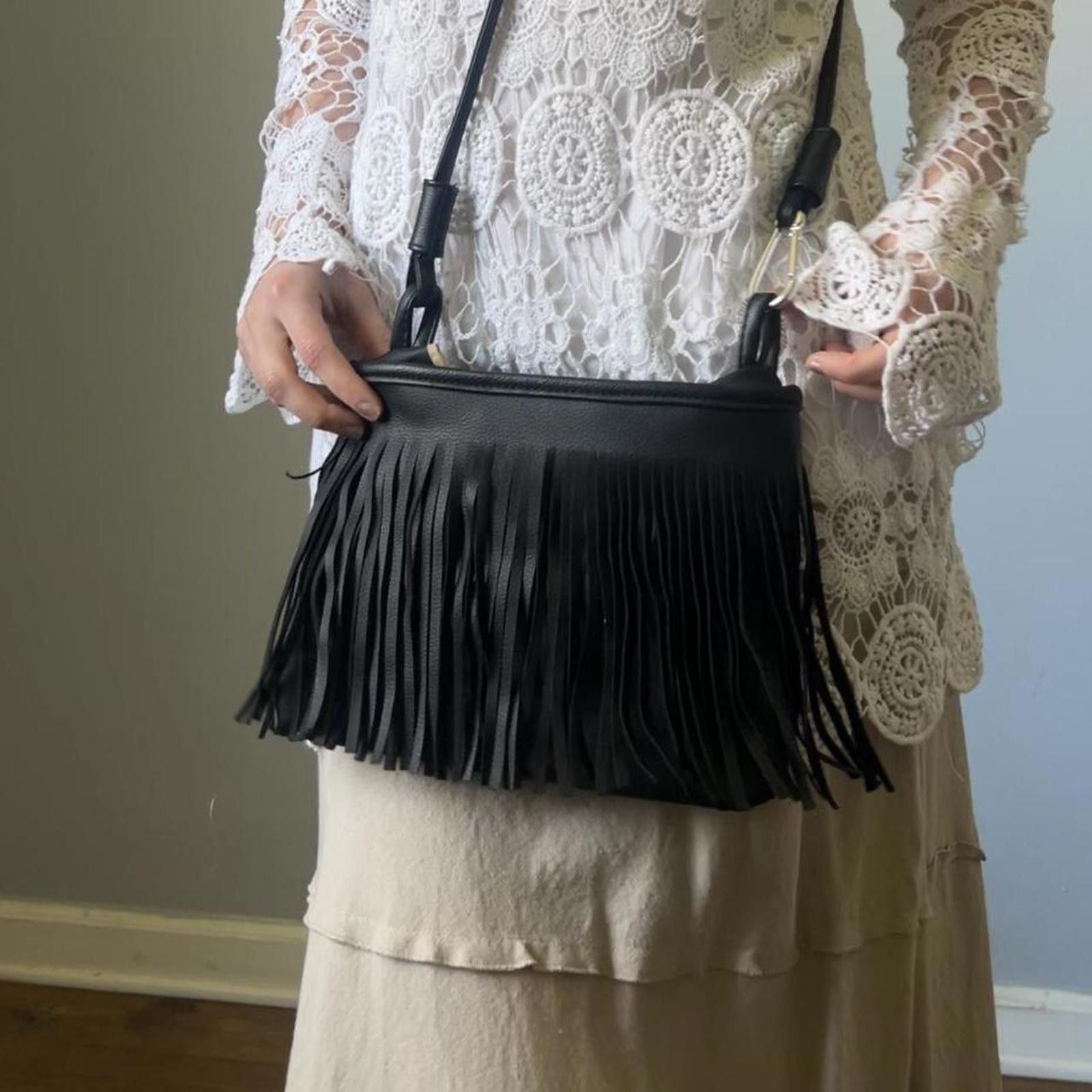 Other black faux leather fringe crossbody bag Size ONE SIZE - 6 Thumbnail