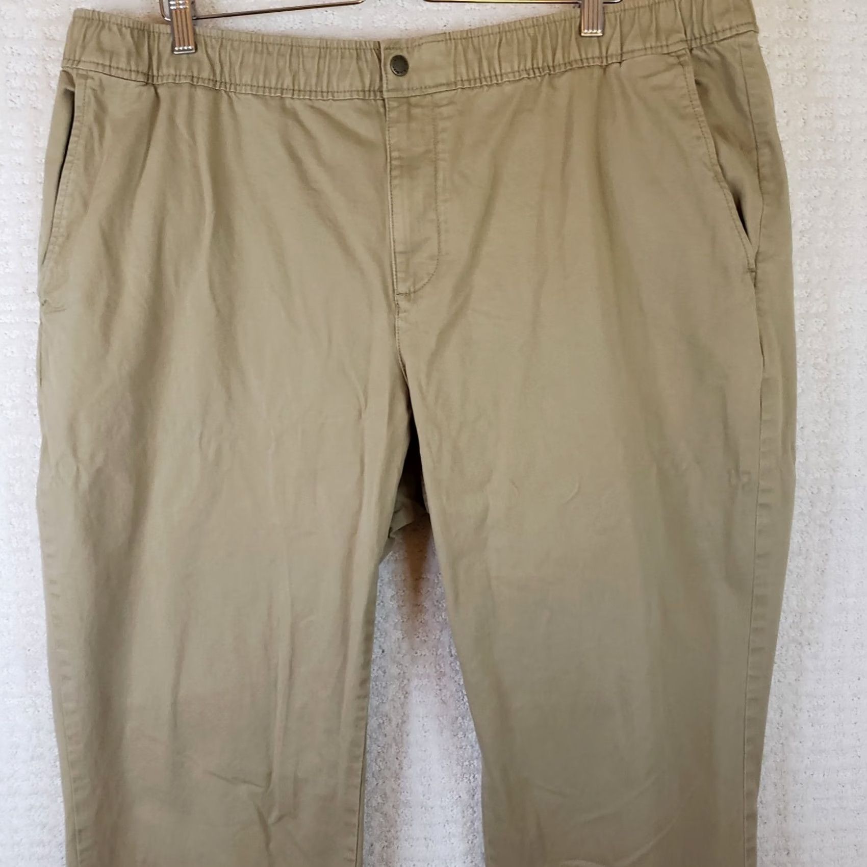 Vintage L.L. Bean Khaki Lakewashed Chino Stretch Pants XXL Regular Men’s Beige Solid Drawstring Tailored Casual Outdoor Size US 39 - 2 Thumbnail