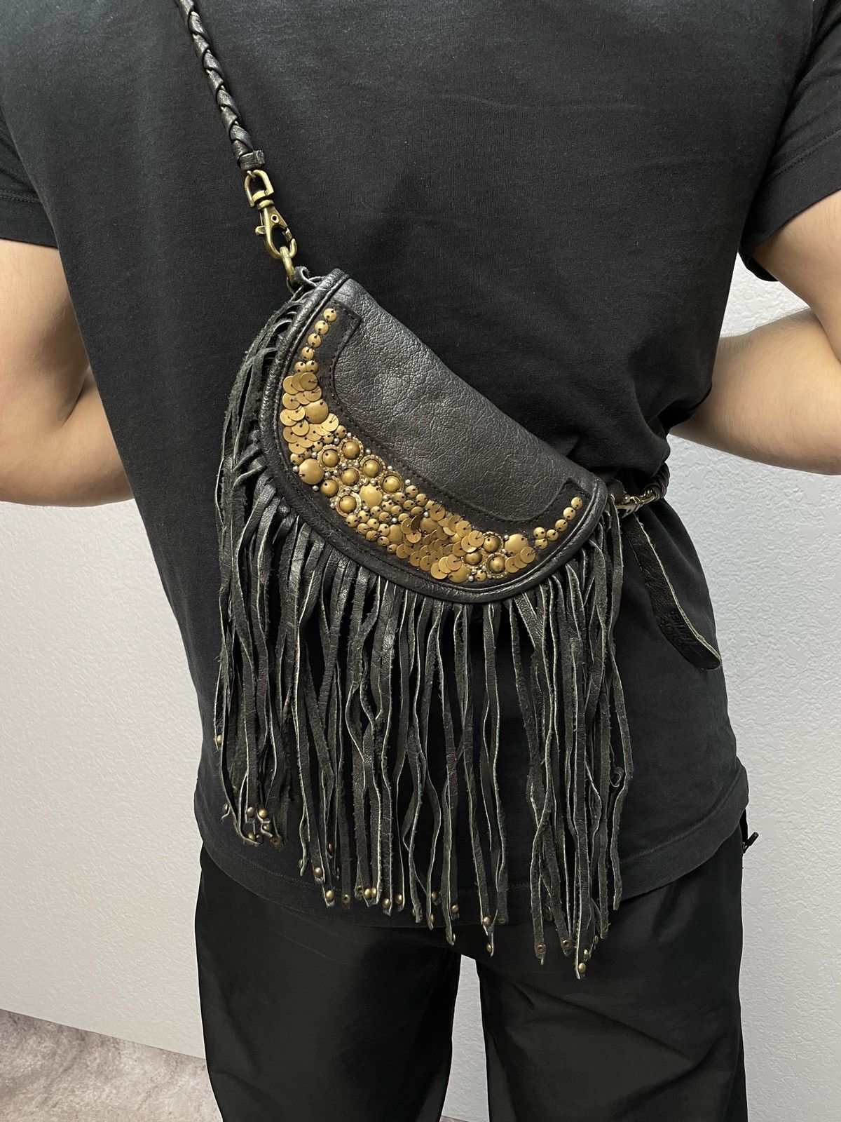 If Six Was Nine VINTAGE ARCHIVE LEATHER METAL KAMRII STYLE MESSENGER BAG 00s Size ONE SIZE - 10 Thumbnail