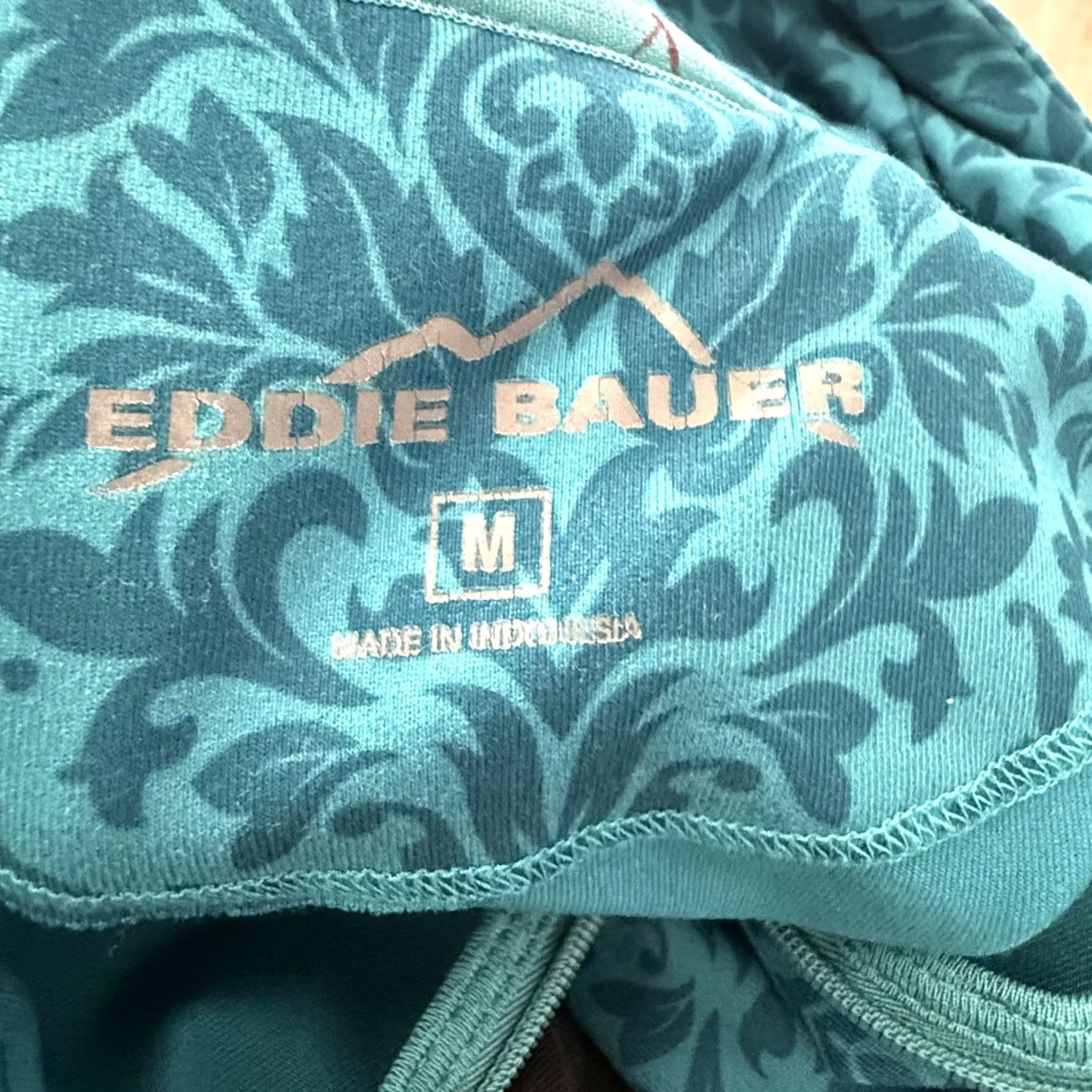 Eddie Bauer Eddie Bauer Womens Medium Teal Floral Top Pullover Activewear Stretch 1/4 Zip Size M / US 6-8 / IT 42-44 - 2 Thumbnail
