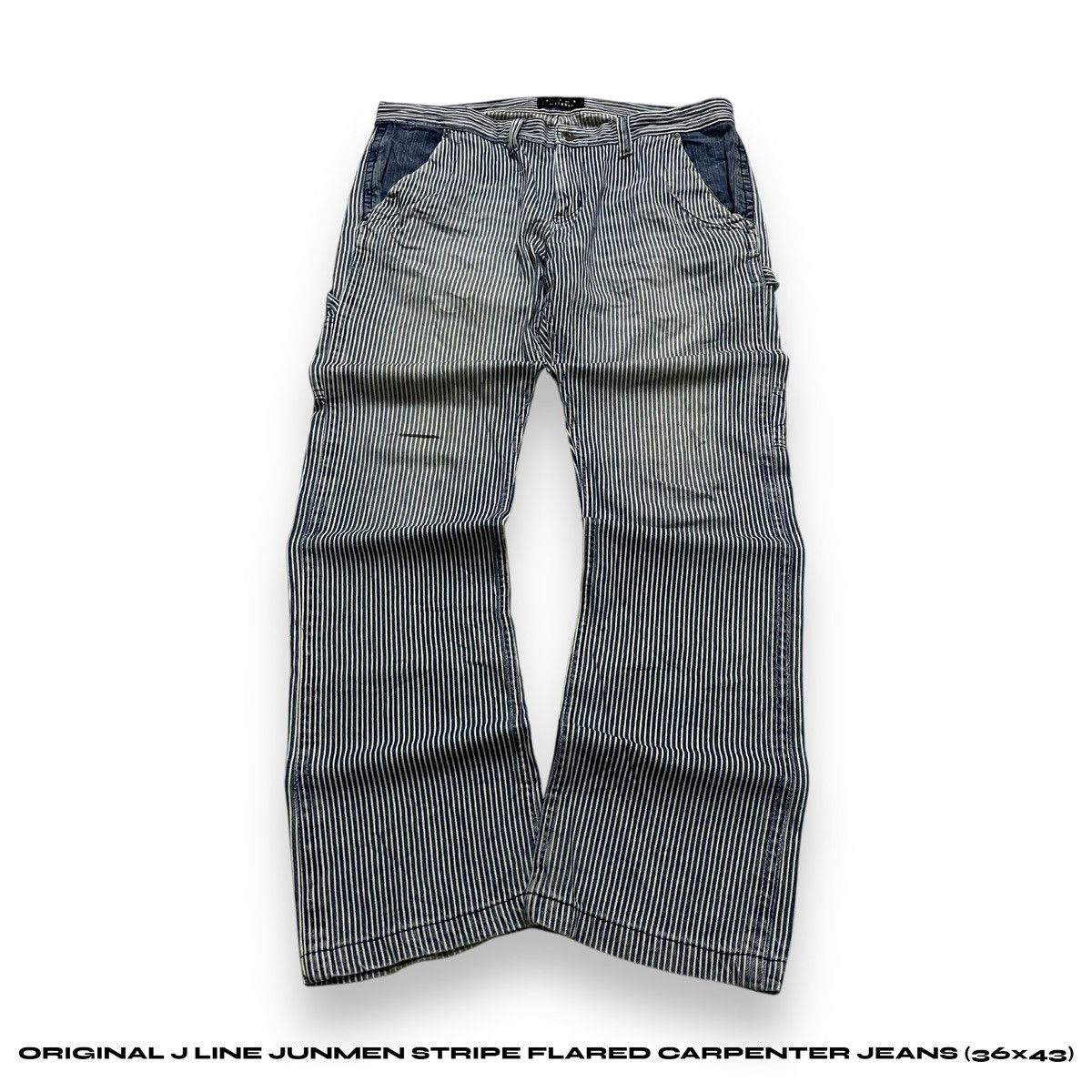 ORIGINAL J LINE JUNMEN STRIPE FLARED CARPENTER JEANS (36×43)