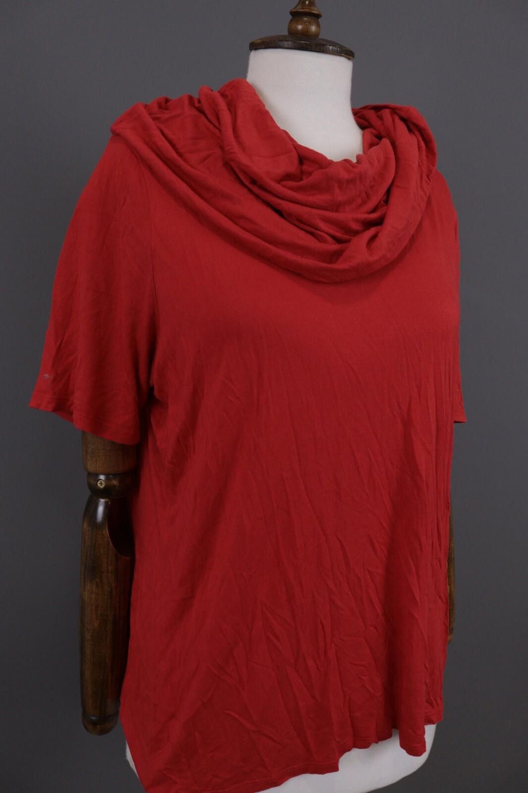 Polo Ralph Lauren Laurel by Escada Red Cowl Neck Short Sleeve Summer Top Shirt Size M / US 6-8 / IT 42-44 - 5 Thumbnail