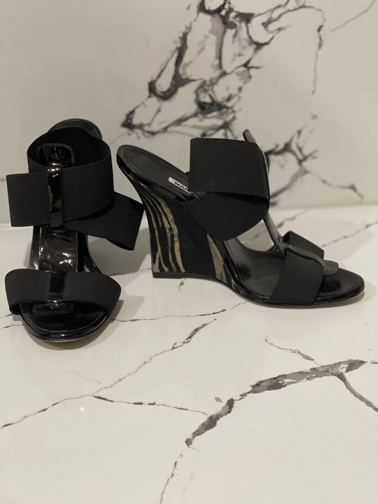 Manolo Blahnik Manolo Blahnik Black Wedges Size US 5 / IT 35 - 1 Thumbnail