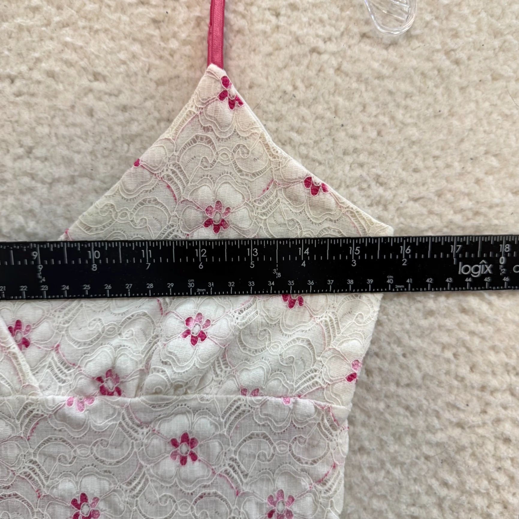 Pinko VINTAGE 90s Y2K Camisole Tank Top White Pink Ditsy Floral Lace Boho Fairy Shirt M Womens Size M / US 6-8 / IT 42-44 - 6 Thumbnail