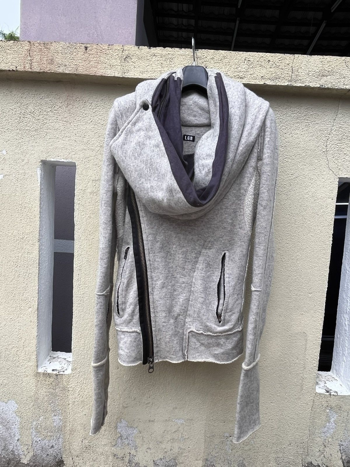 Le Grande Bleu (L.G.B.) Vintage bono-16 light jacket grey cotton blend asymmetrical Size US S / EU 44-46 / 1 - 11 Thumbnail