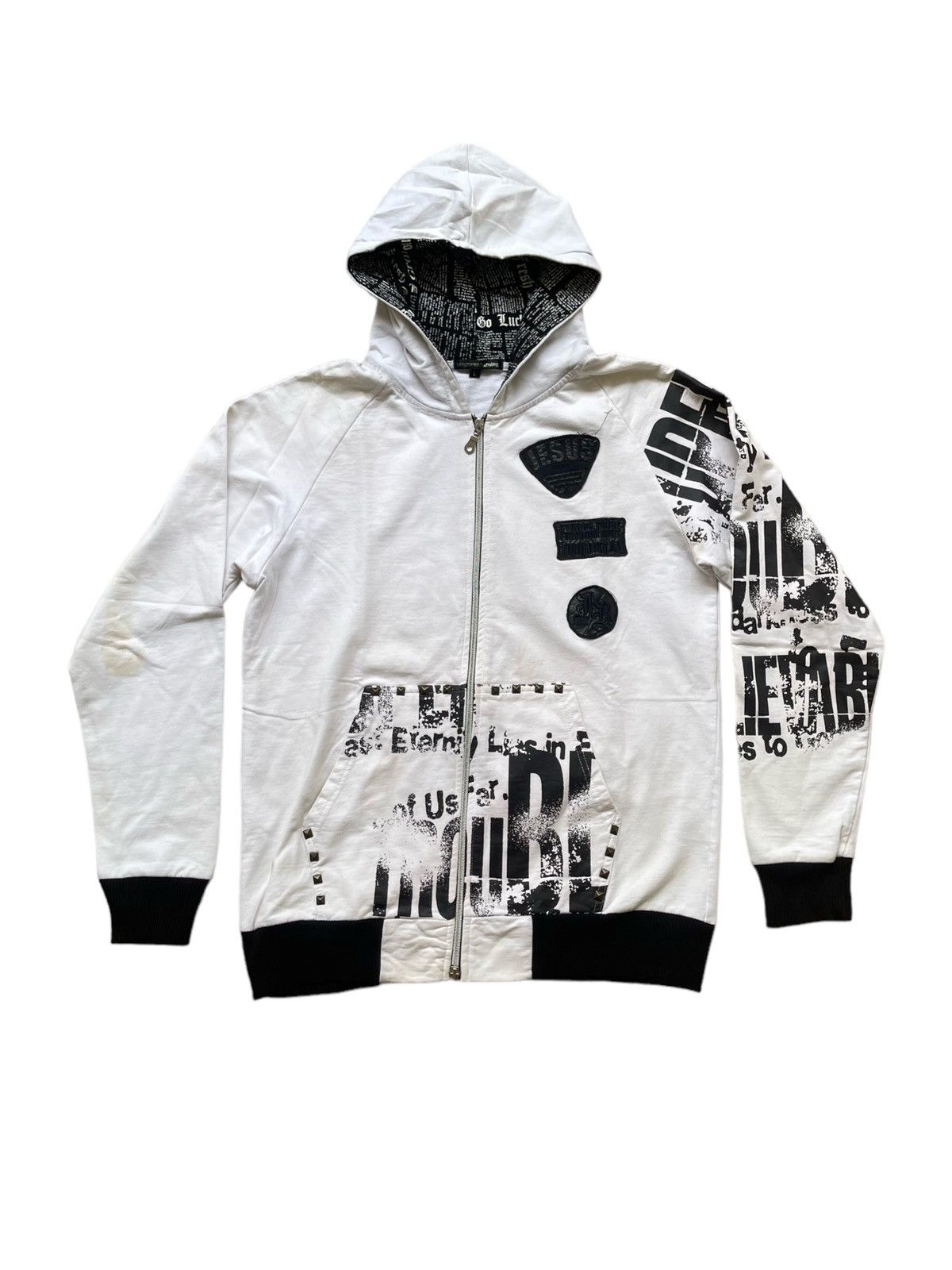 If Six Was Nine Y2K Dangerous Warning Skull Hoodie Size US M / EU 48-50 / 2 - 2 Thumbnail