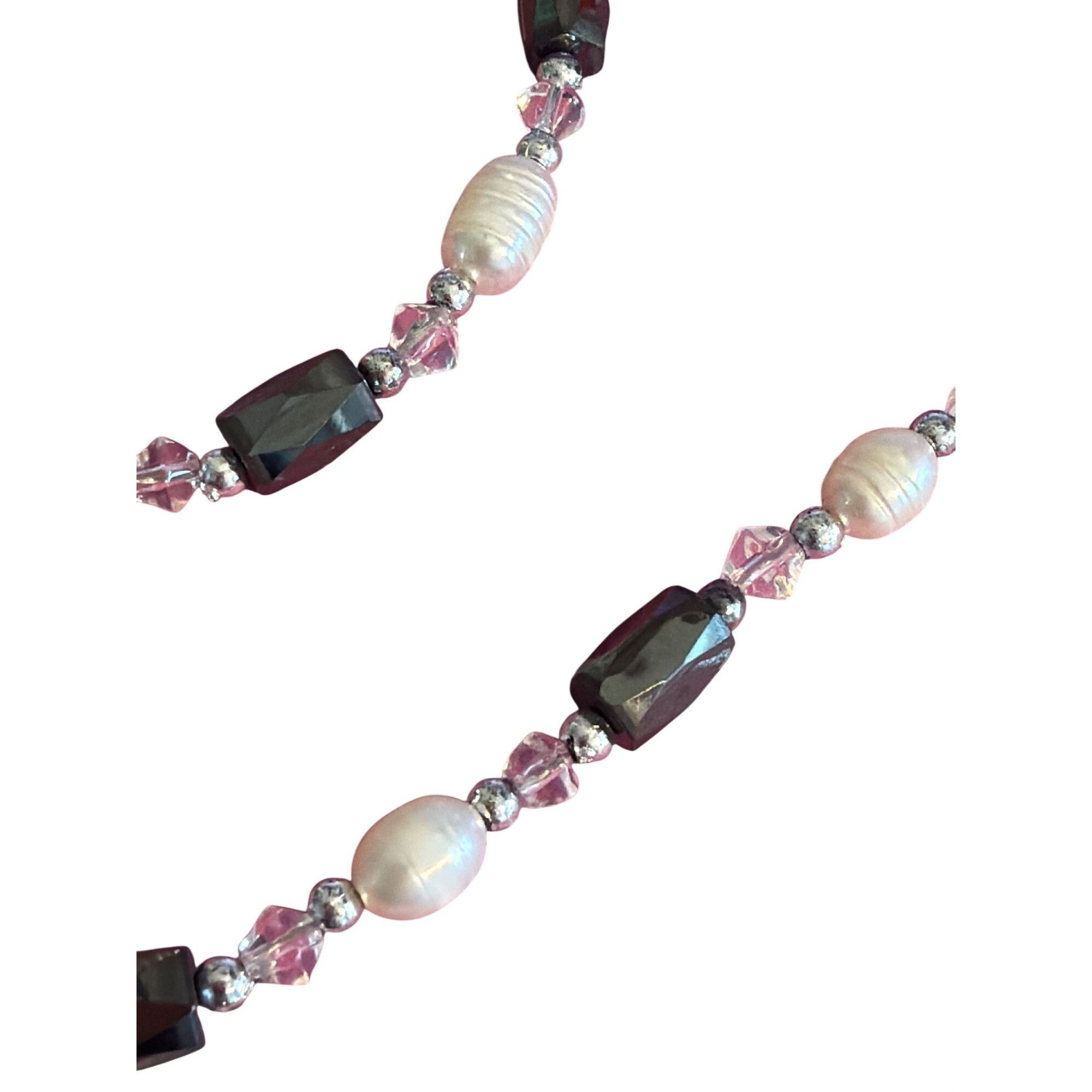 Other Black White Clear Beaded Bracelet Necklace Magnetic Hematite Size ONE SIZE - 2 Thumbnail