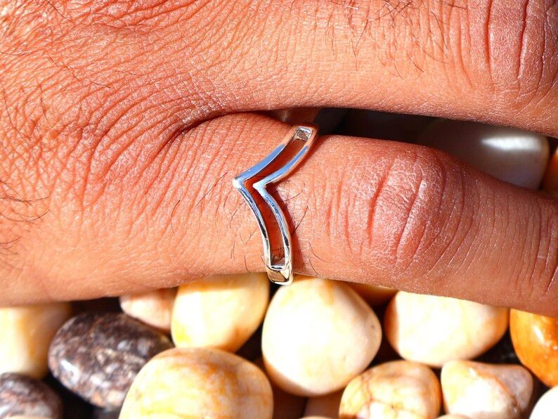 Handmade Handmade Chevron Ring, 925 Silver Ring, Unisex Gift For Her Size ONE SIZE - 7 Thumbnail