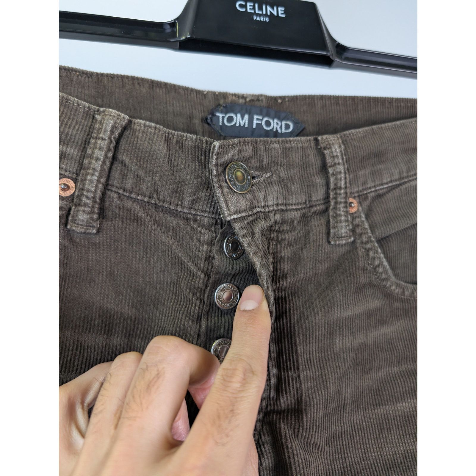 Tom Ford o1rshd1 CC20 slim-fit selvedge denim jeans in a brown/taupe Size US 33 - 8 Thumbnail