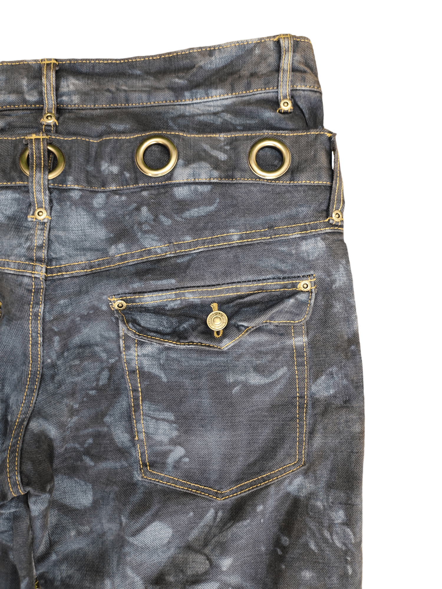 Japanese Brand PPFM Inspire Japanese Double Waist Distressed Dye Jeans 35 Size US 35 - 16 Thumbnail