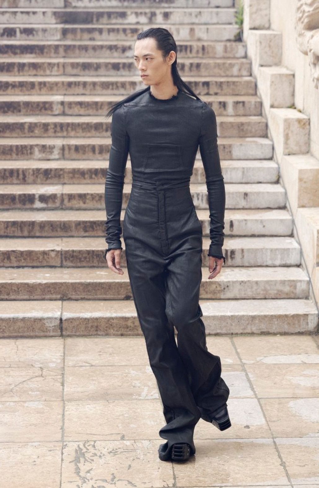 【Runway】 Dirt Bolan Rick Owens Dirt Bolan Coated Stretch Denim Pants In Black