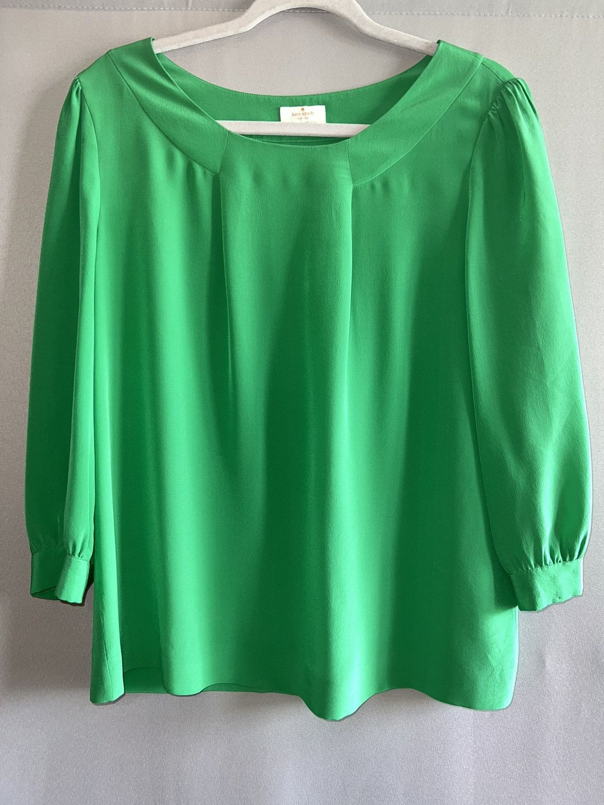 Kate Spade Kate Spade New York 100% Silk Green Blouse | Size L Size L / US 10 / IT 46 - 1 Thumbnail