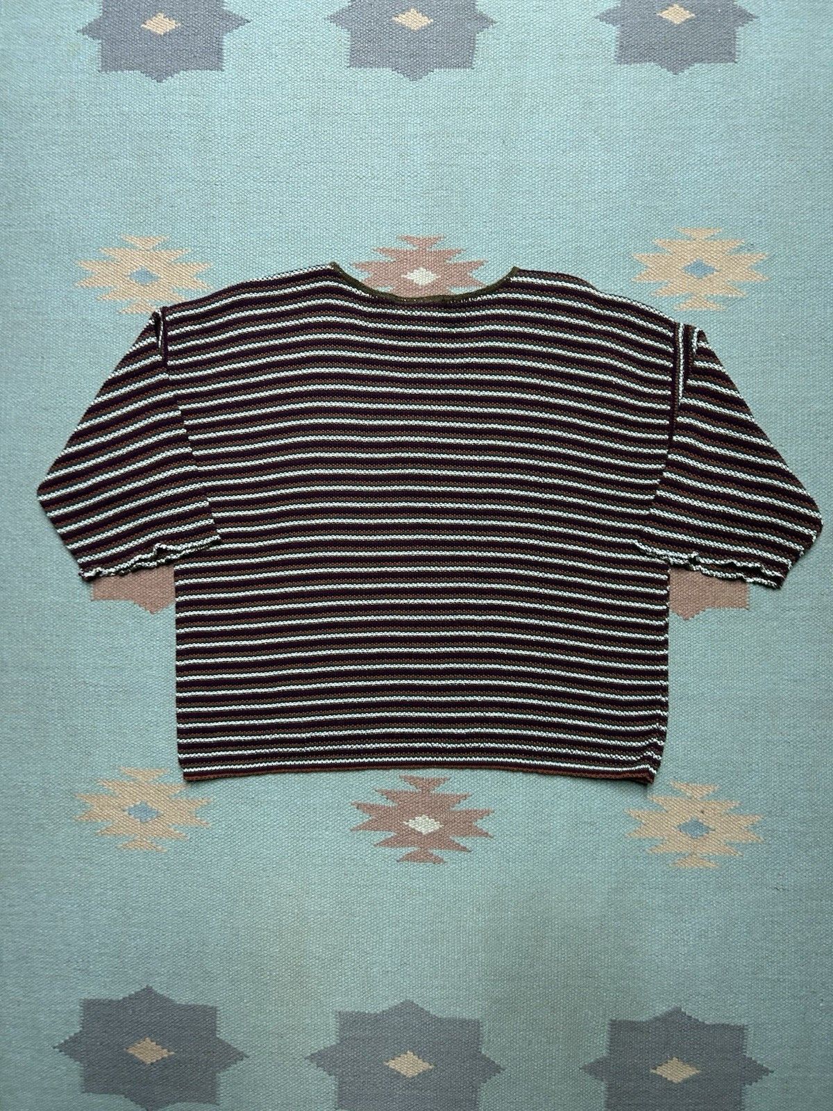 Vintage 90s croquet club sweater acrylic knit shirt striped boxy L Size L / US 10 / IT 46 - 7 Thumbnail