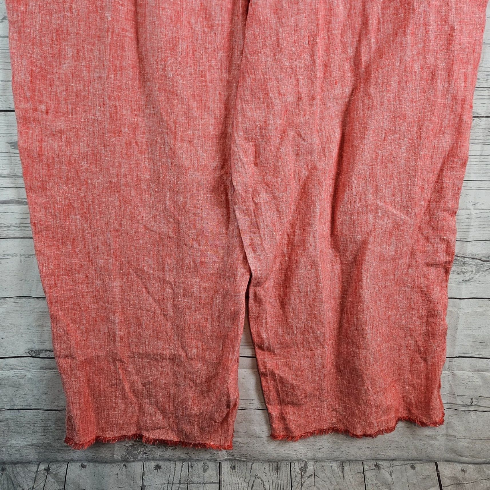 Coldwater Creek VINTAGE? No. Coldwater Creek Womens Linen Wide-Leg Cropped Pants 18W Pink Coral High Rise 26 Inseam Size 40" / US 18 - 5 Thumbnail