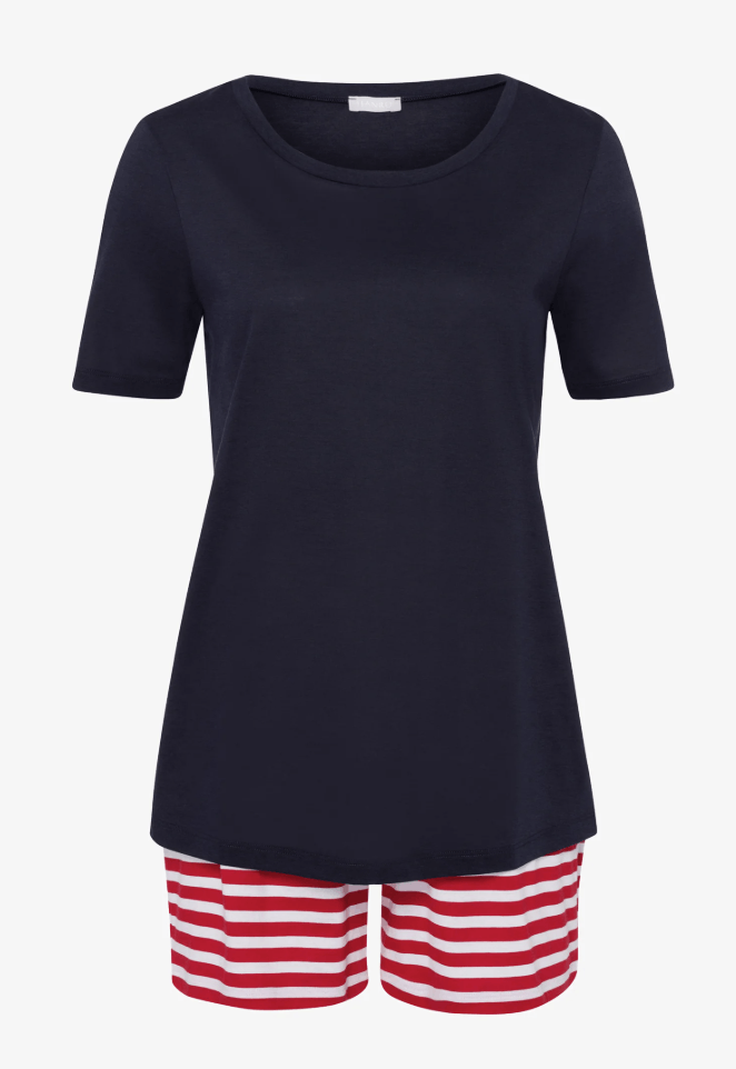 Hanro Hanro Laura Garnet Rings Tee & Stripe Shorts ( XL ) Size 24" / US 00 / IT 34 - 3 Thumbnail