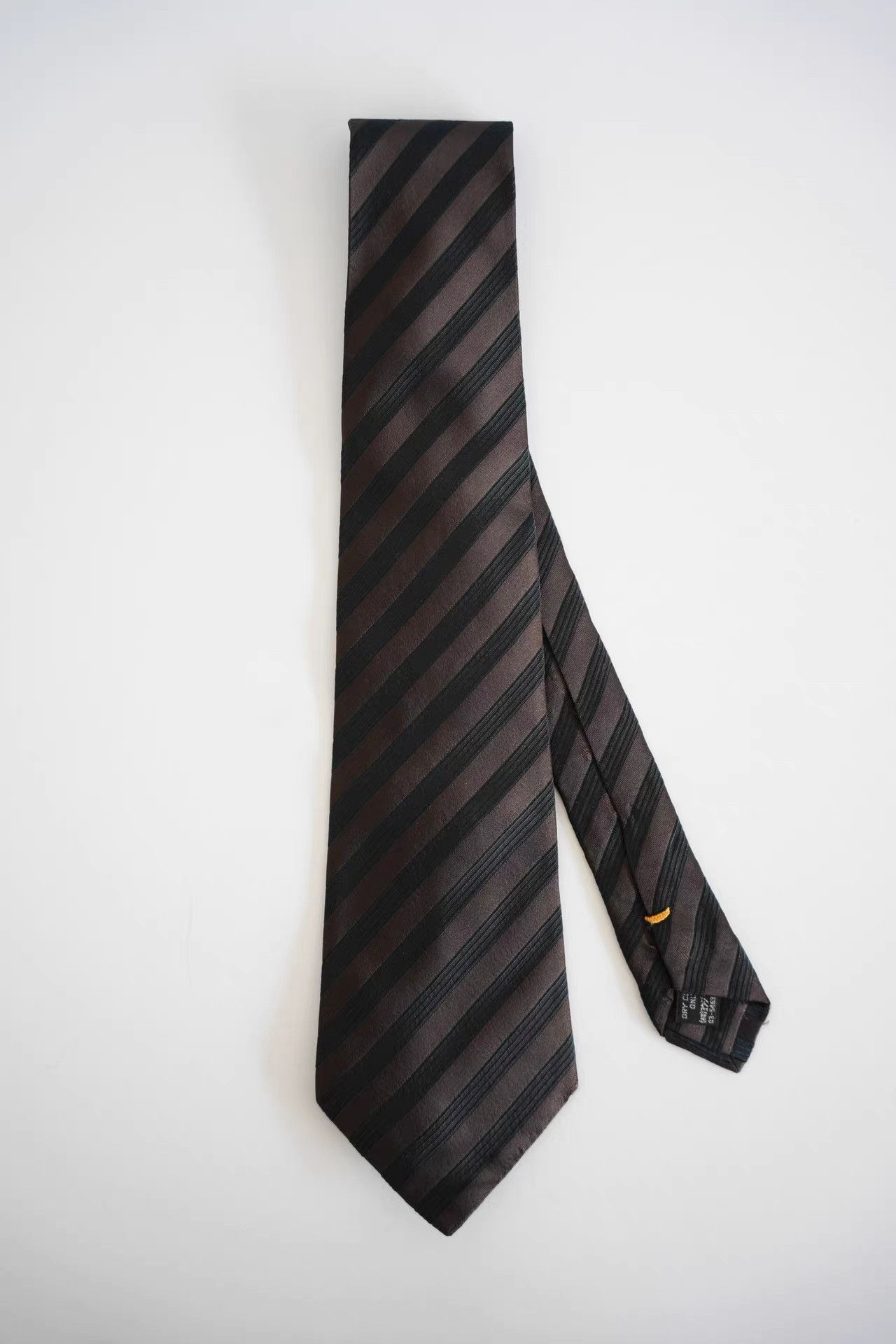Yohji Yamamoto Yohji Yamamoto Black & Brown Striped Silk Tie K4 Size ONE SIZE - 1 Thumbnail