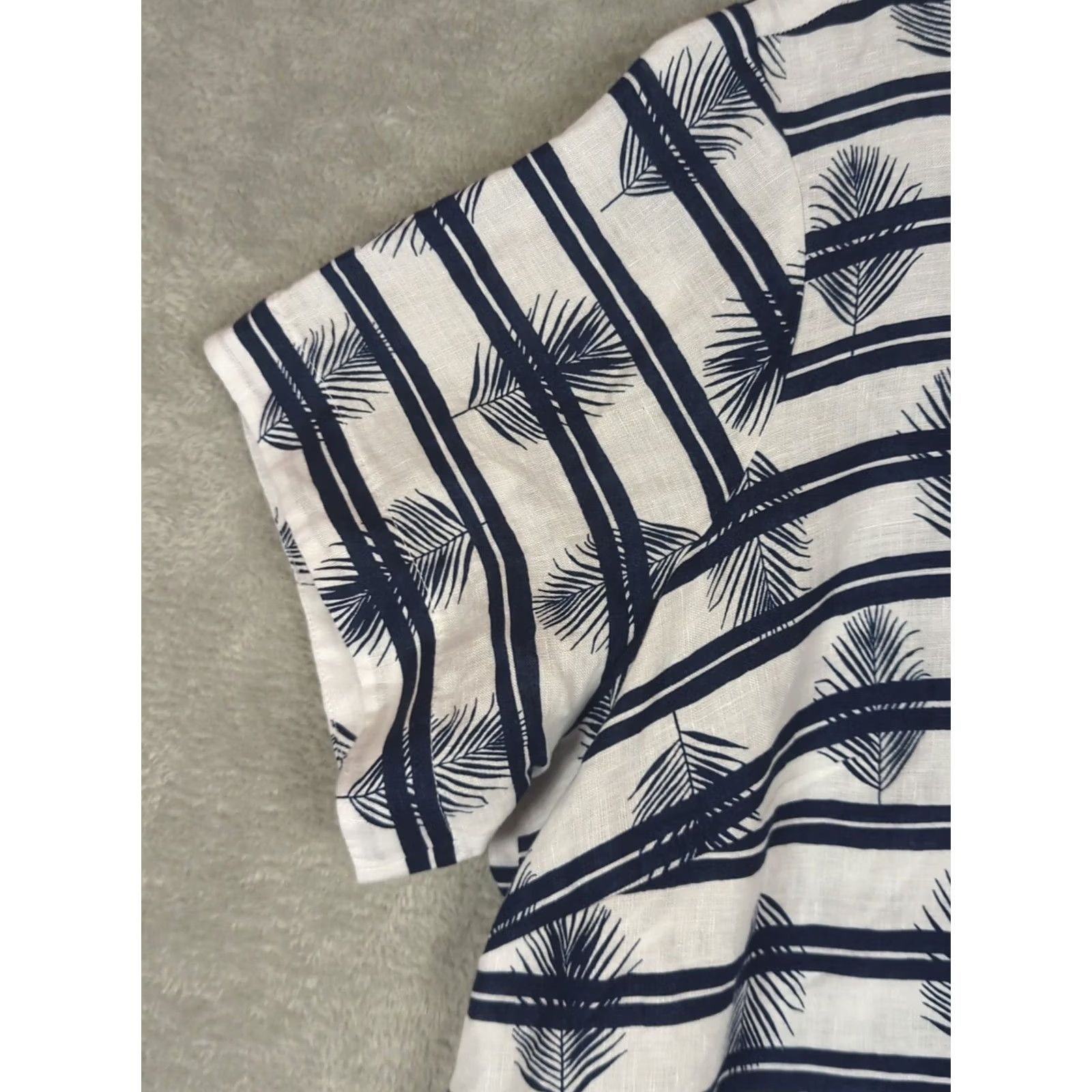 Lands' End Lands End Blue 100% Linen Top Shirt Short Sleeve 1X lagenlook Size XL / US 12-14 / IT 48-50 - 4 Thumbnail