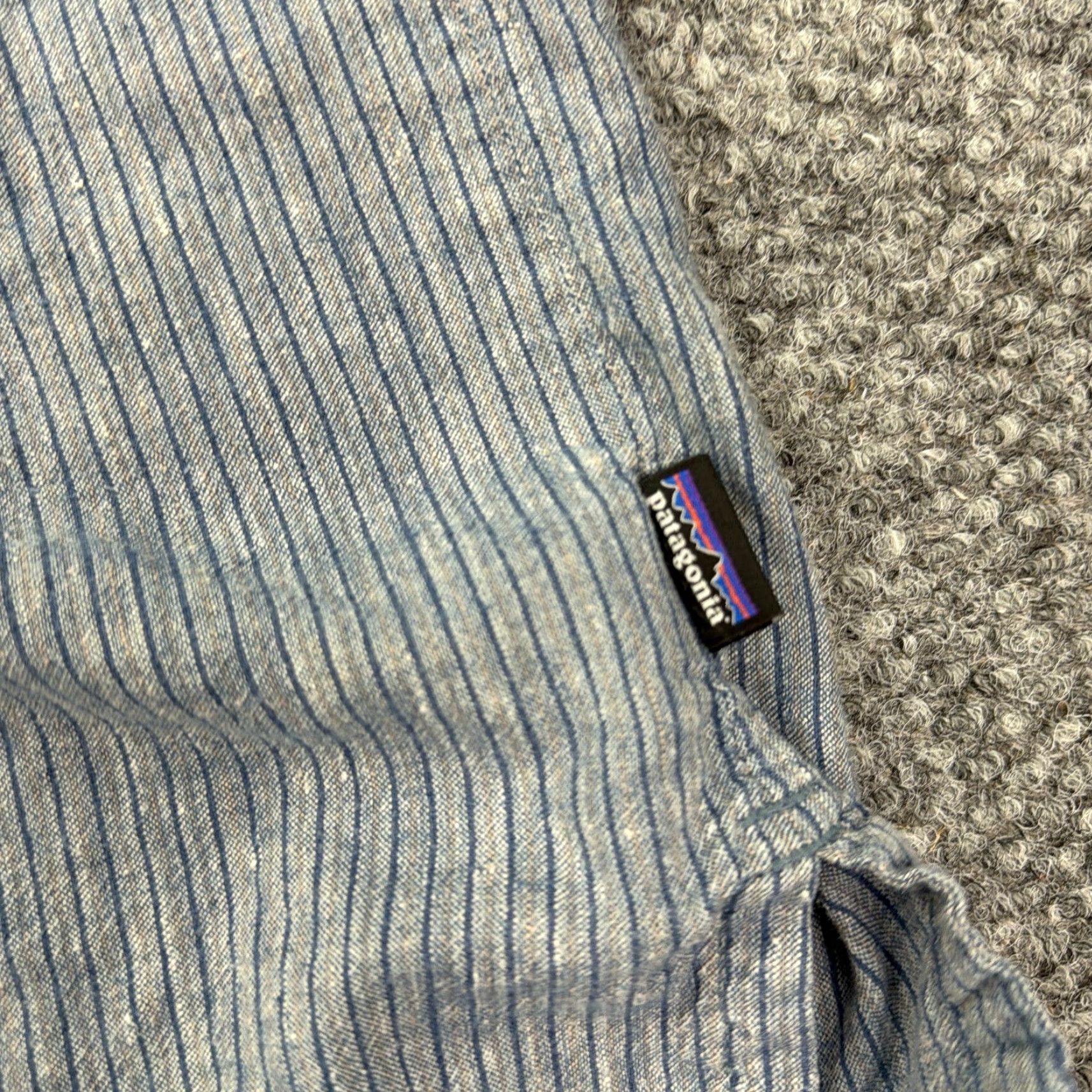 Patagonia Patagonia Shirt Mens XL Blue Gray Stripe Short Sleeve Hemp Organic Cotton Preppy Size US XL / EU 56 / 4 - 6 Thumbnail