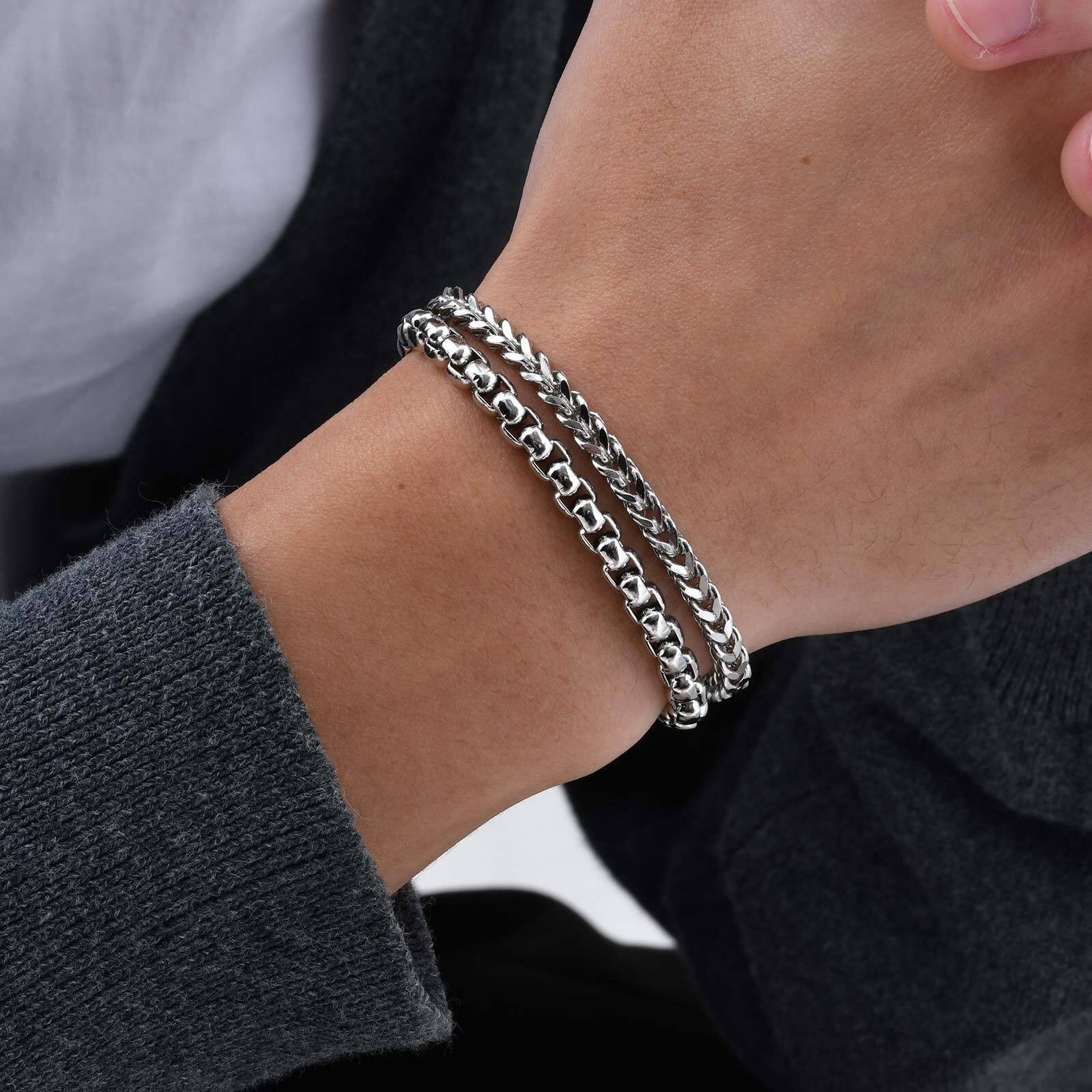 Jewelry Stainless Steel Double Layer Chain Links Bracelet Size ONE SIZE - 4 Thumbnail
