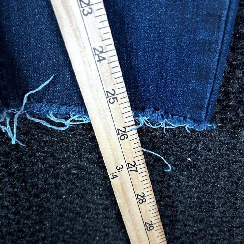 Vintage Seven7 Women's Jeans Size 12 Dark Wash Straight Leg High Waisted Raw Hem Size 34" / US 12 / IT 48 - 7 Thumbnail