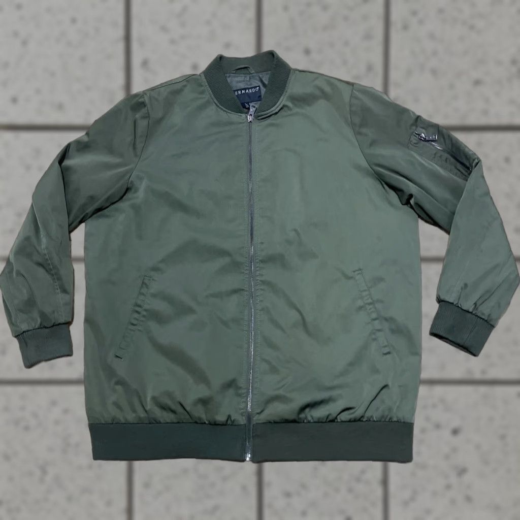 Vintage Bernardo Jacket Men XL Green Lined Zip Bomber Military Mock Streetwear Capsule Jacket Size US XL / EU 56 / 4 - 1 Thumbnail
