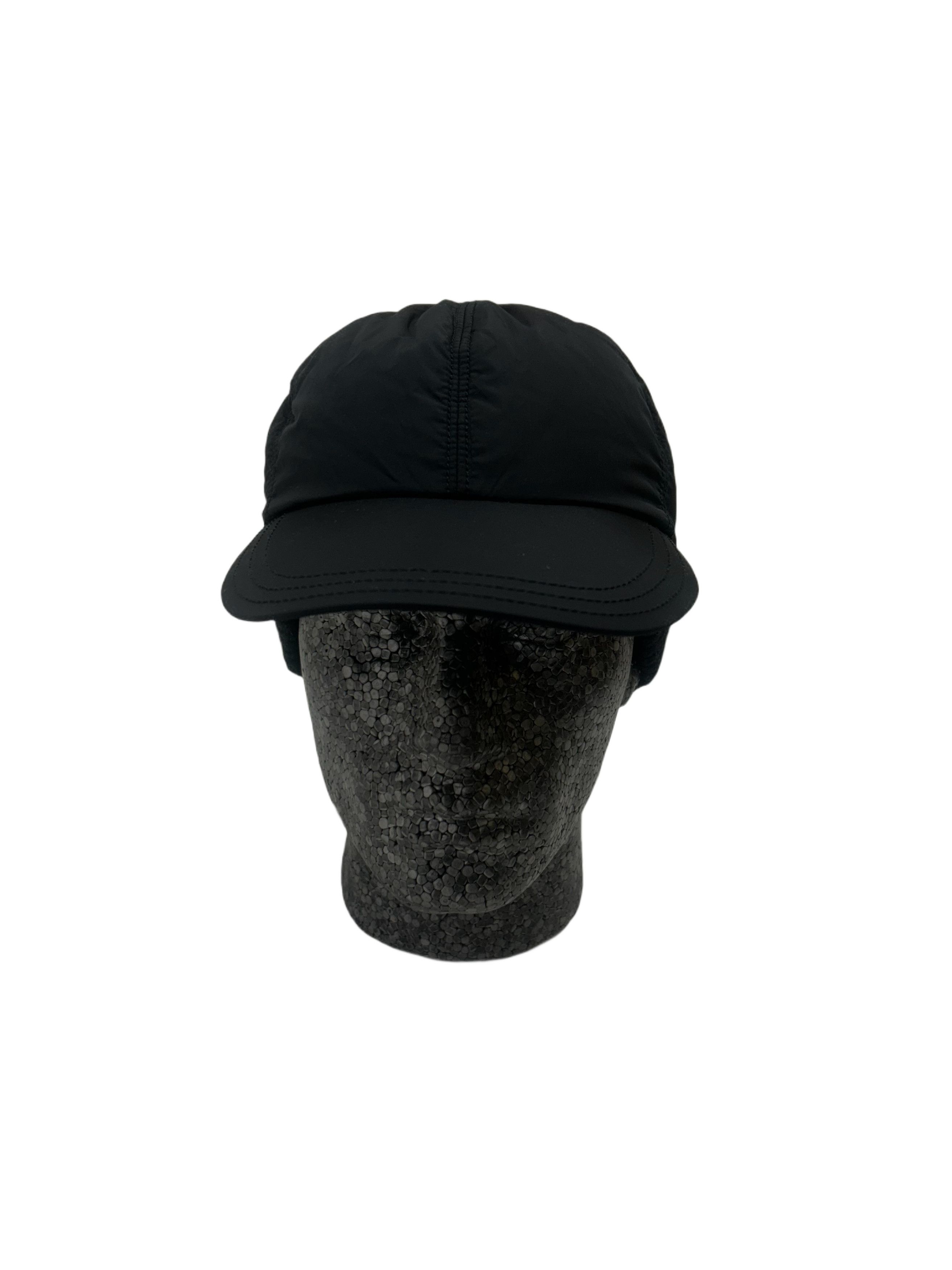 Prada Prada Linea Rossa Black Fleece Lined Nylon Winter Cap Size 32 - 1 Thumbnail