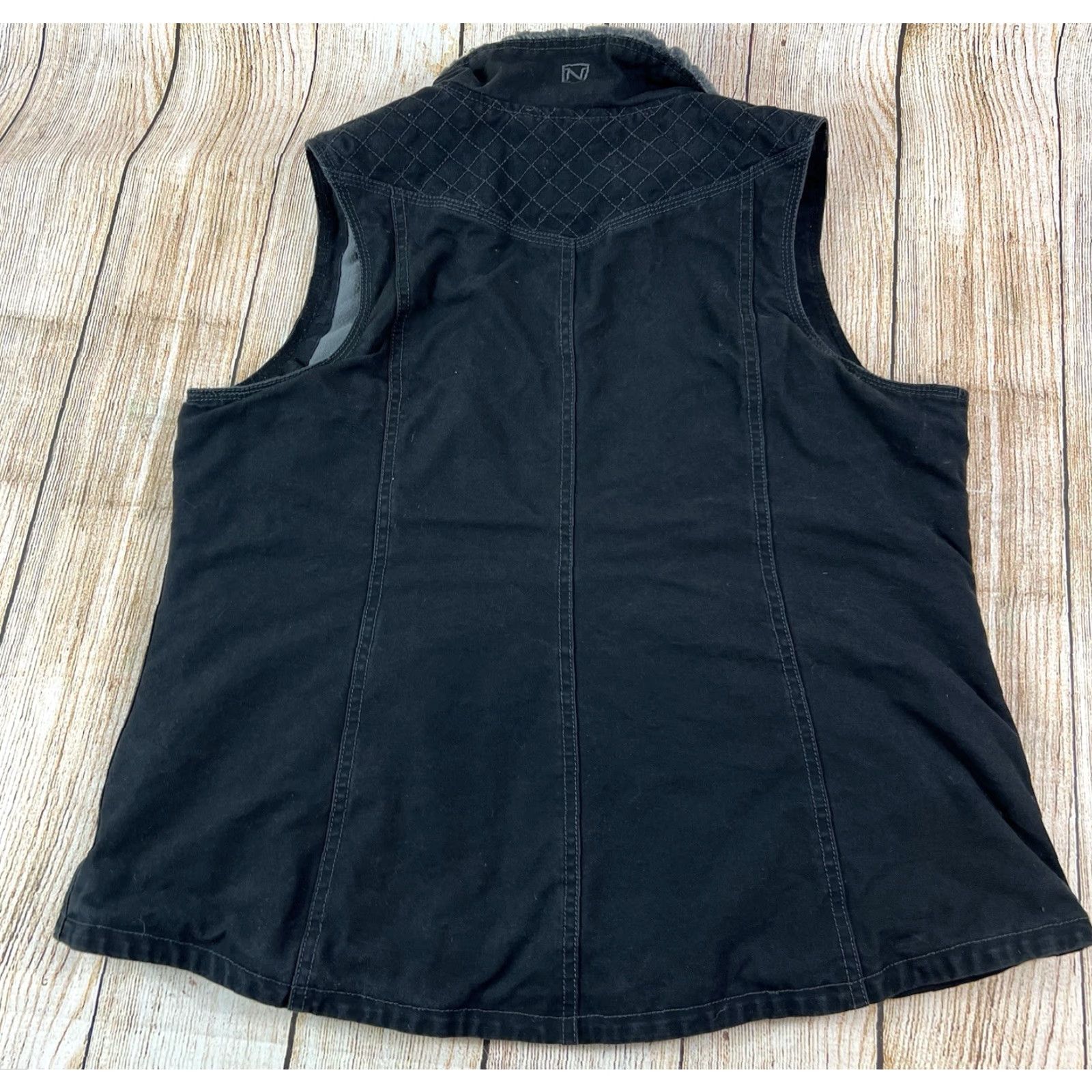 Vintage Noble Outfitters Canvas Vest Women Fleece Lined Black Gray Size XL Weather Barn Western Outdoor Classic Short Sleeveless Full Zip Size XL / US 12-14 / IT 48-50 - 2 Thumbnail