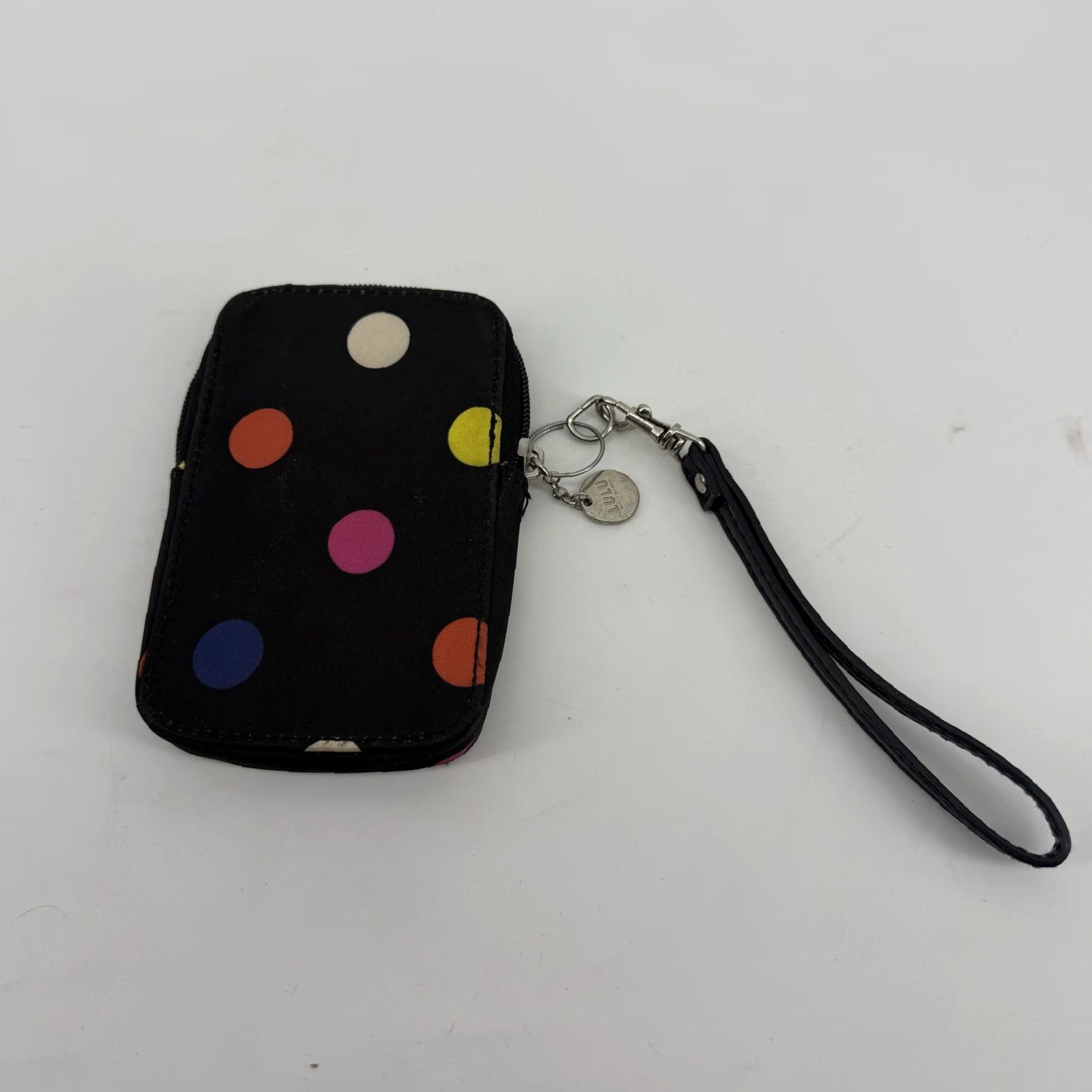 Vintage Lulu by Lulu Guinness Wristlet Pouch Wallet Womens One Size Black Polka Dot Wristlet Polka Dot Wallet Black Exterior Logo Zip-Around Strap Size ONE SIZE - 3 Thumbnail