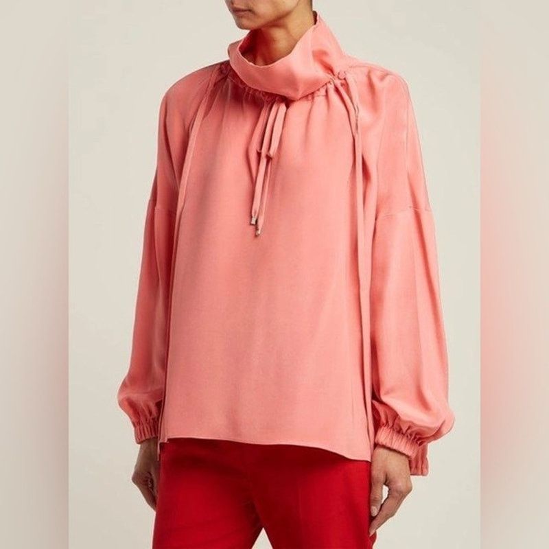 Tibi Tibi Drawstring Blouse Salmon Pink Size XS / US 0-2 / IT 36-38 - 1 Thumbnail
