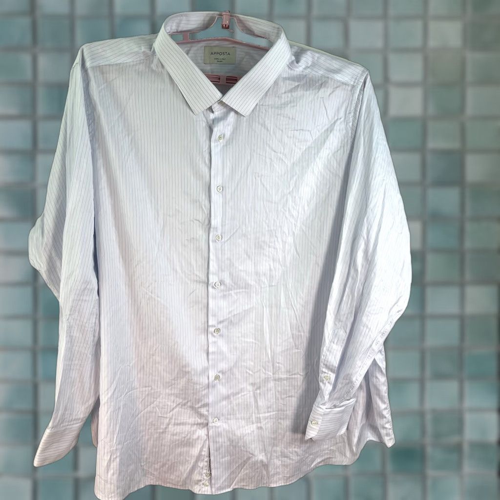 Vintage Apposta Striped Button-Up Shirt Mens 4XL White/Blue Casual Classic Designer Cotton Striped Button-Up Shirt Mens 4XL Blue White Italy Size US XXL / EU 58 / 5 - 1 Thumbnail