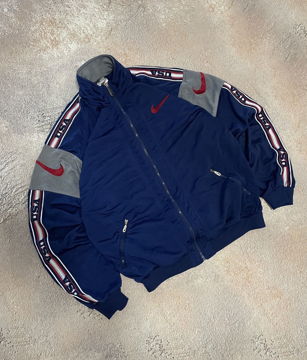 Vintage Nike Cotton Nike Jacket Vintage Nike Double Swoosh Cotton