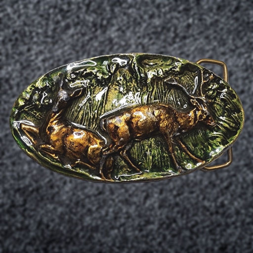Vintage VINTAGE Adezy Deer Belt Buckle Antlers Wildlife Rockabilly Cowboy Bronze 1970s Adult Unisex Brown/Bronze Belt Buckle Western Accessories Size ONE SIZE - 1 Thumbnail