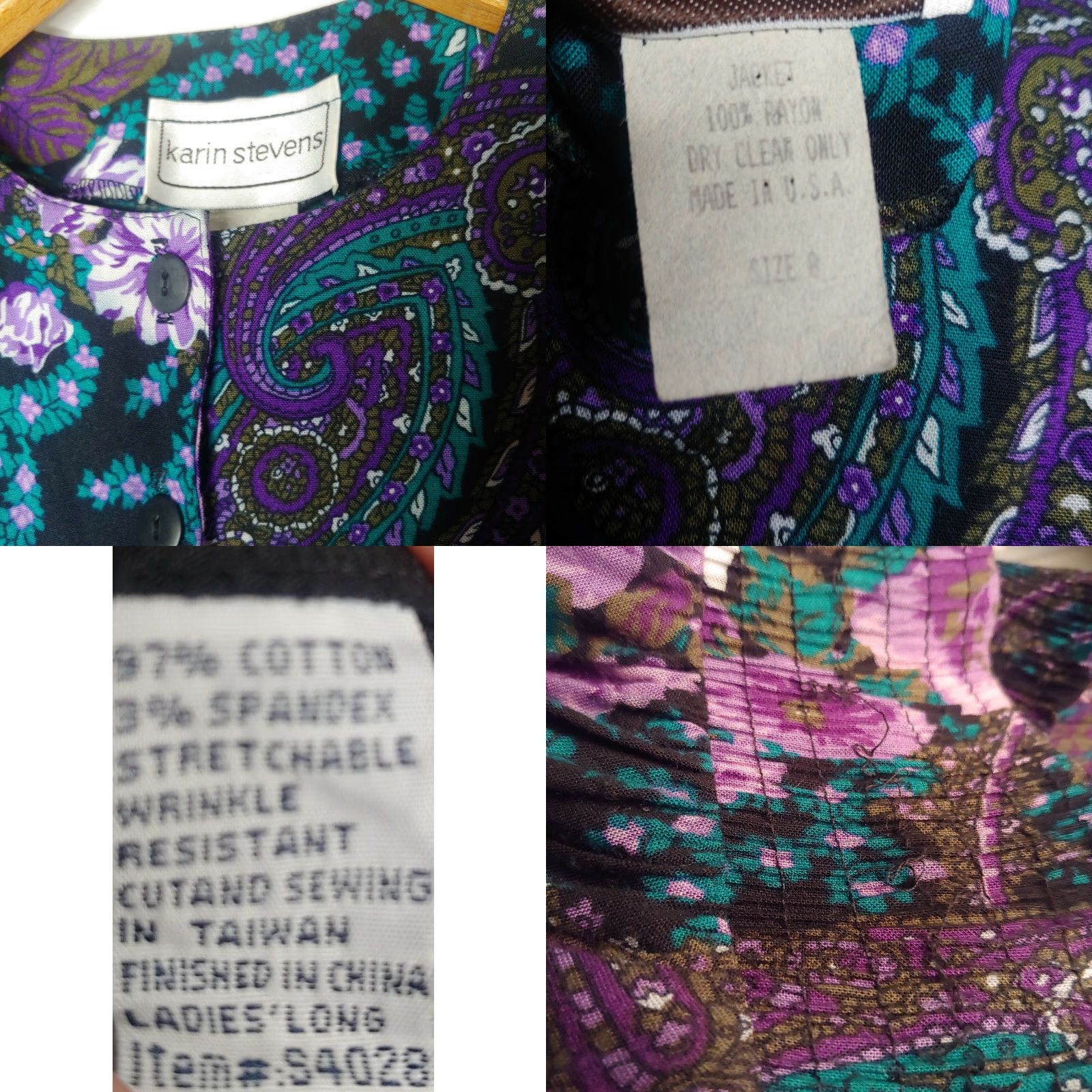 Vintage VINTAGE Karin Stevens Woman Outfit Skirt Shirt Set Purple Black Paisley 2 Piece Size M / US 6-8 / IT 42-44 - 8 Thumbnail
