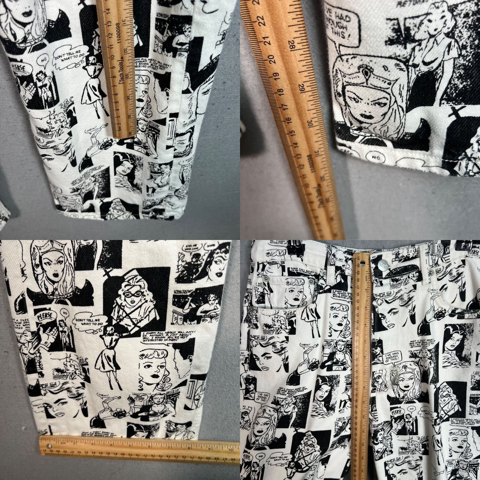 Reformation VINTAGE Reformation Jeans Denim High-Waisted Black & White Comic Print Womens 28 Jeans Size 28" / US 6 / IT 42 - 8 Thumbnail