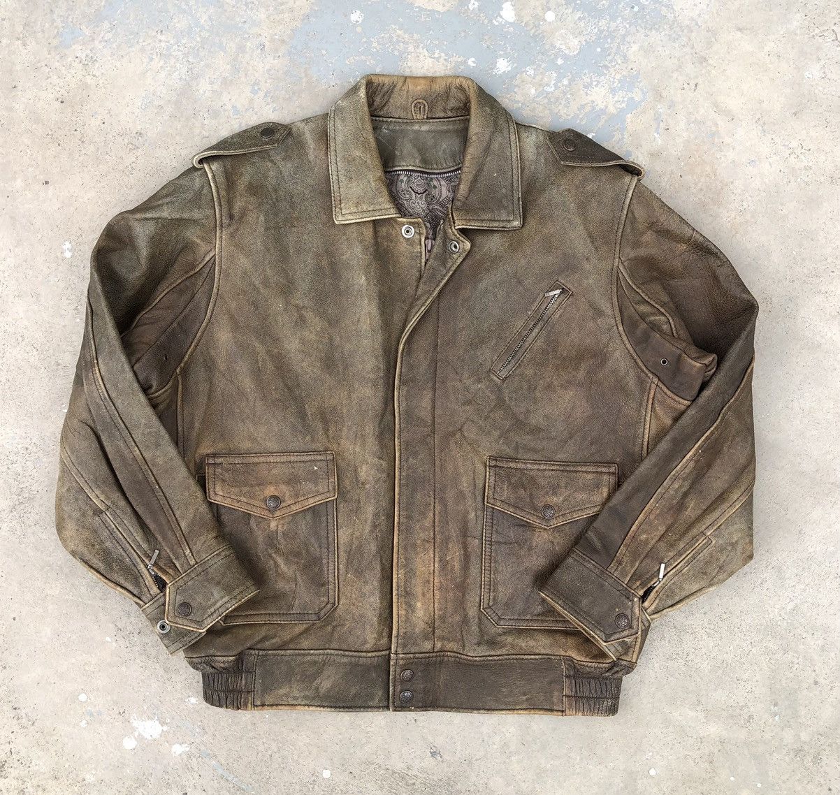 Vintage Vintage 80s Real Leather cowhide A2 Flight Bomber Jacket Size US L / EU 52-54 / 3 - 2 Thumbnail