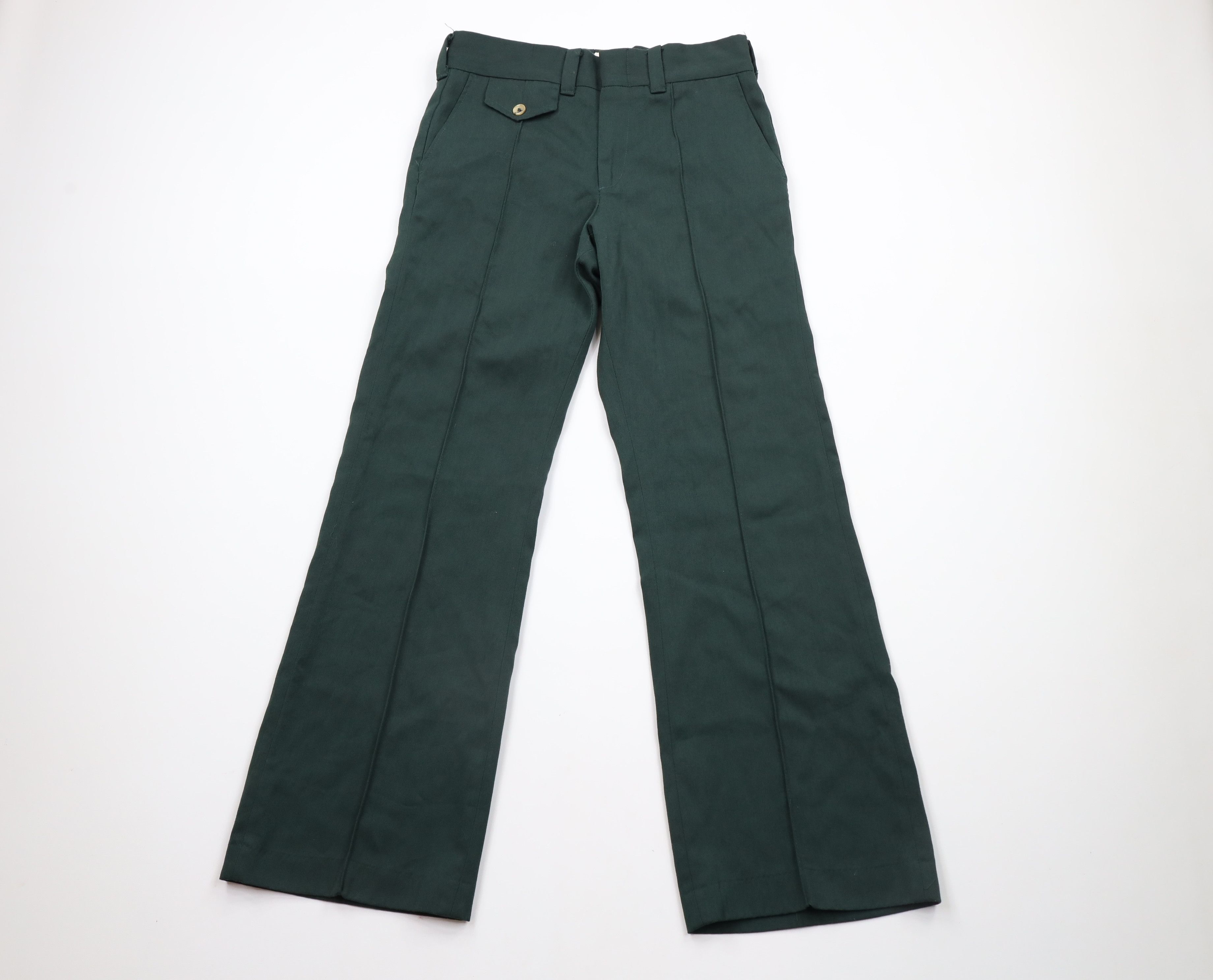 Vintage 70s Levis Wool Bell Bottoms Pants Trousers Green USA