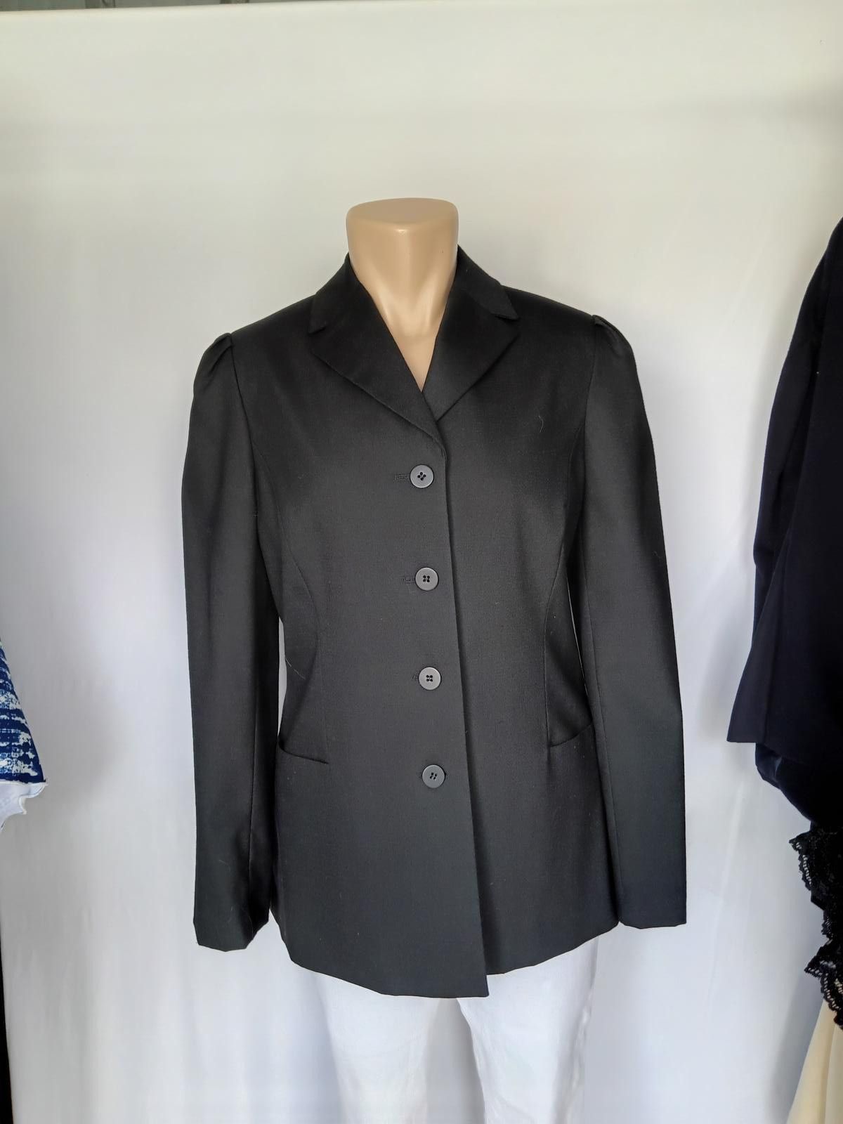 Designer Elegant Black Wool Blend Blazer Size M / US 6-8 / IT 42-44 - 1 Thumbnail