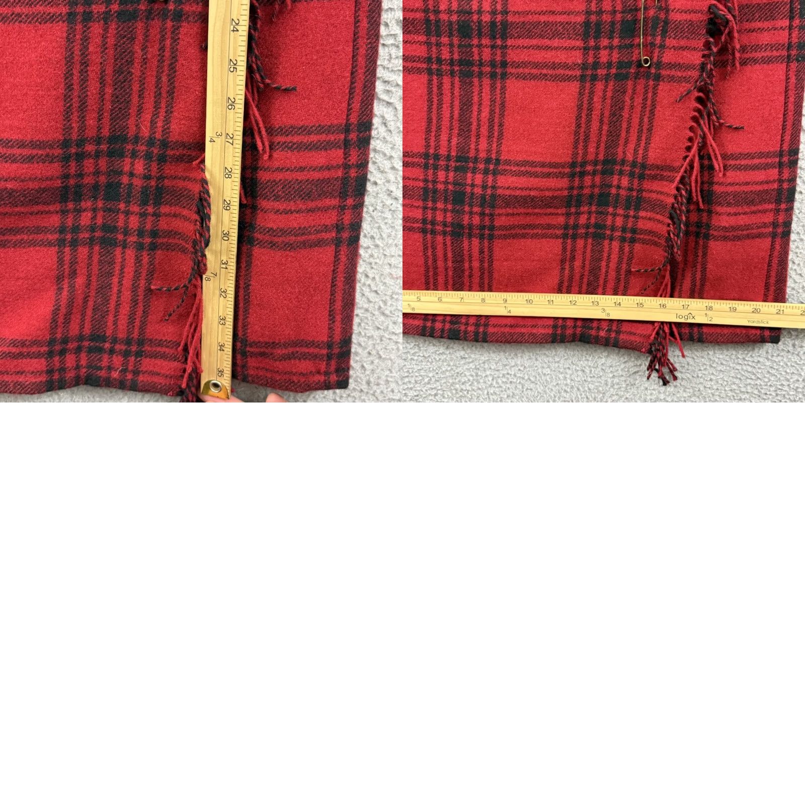 Eddie Bauer VTG Eddie Bauer Skirt Women 14 Wool Plaid Wrap Fringed Red 36" Vintage 80s 90s Grunge Preppy Academia Scotland Womens Size 36" / US 14 / IT 50 - 8 Thumbnail