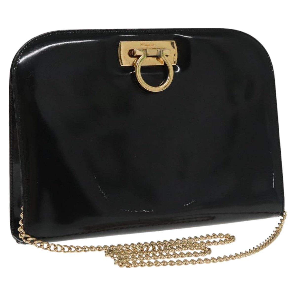 Salvatore Ferragamo Salvatore Ferragamo Chain Shoulder Bag Enamel Black Gold Size ONE SIZE - 1 Thumbnail