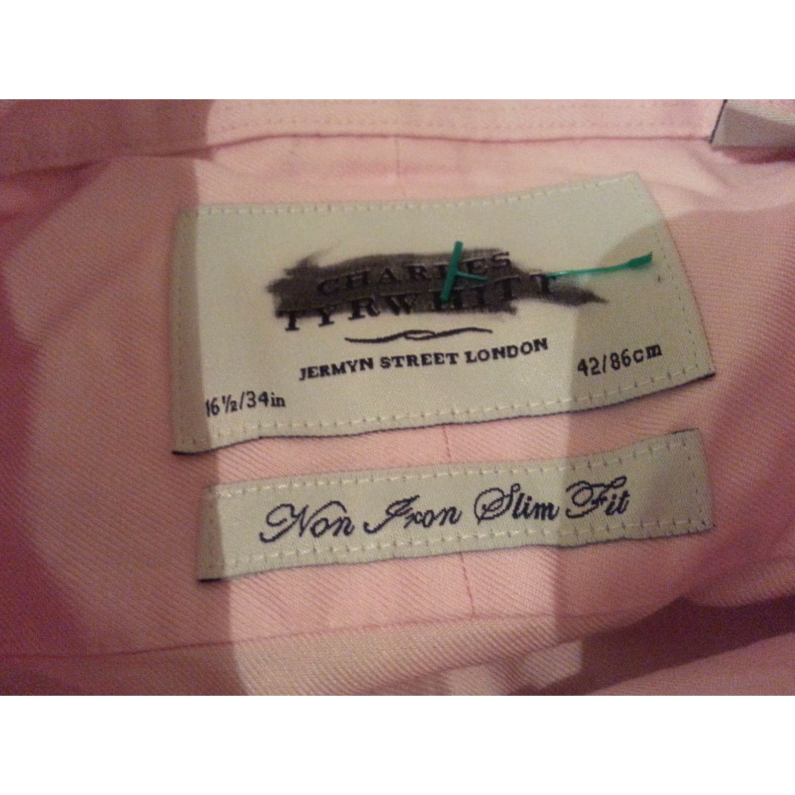 Charles Tyrwhitt Charles Tyrwhitt Shirt Mens 16 1/2 34 Pink Cotton Dress Shirt Slim Size 42R - 4 Thumbnail