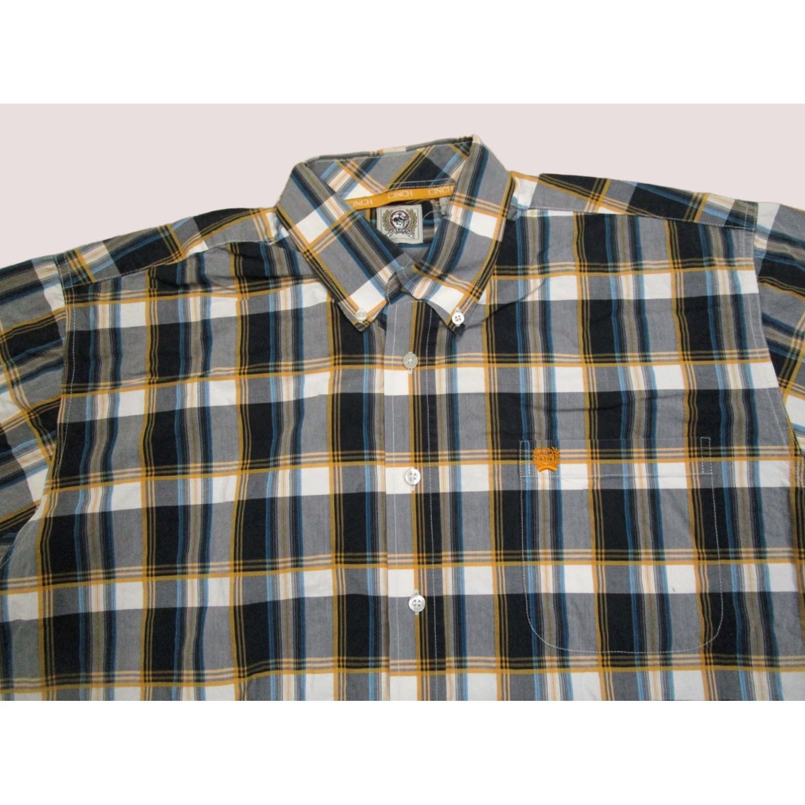 Vintage Cinch Shirt Men XL Blue Plaid Western Short Sleeve Button-Down Collar Cowboy Rodeo Rancher Size US XL / EU 56 / 4 - 1 Thumbnail