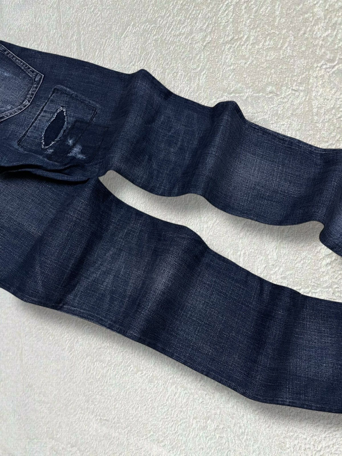 Japanese Brand Vintage 1990s Japan Bit Blue Distressed Patchwork Denim Size US 29 - 12 Thumbnail