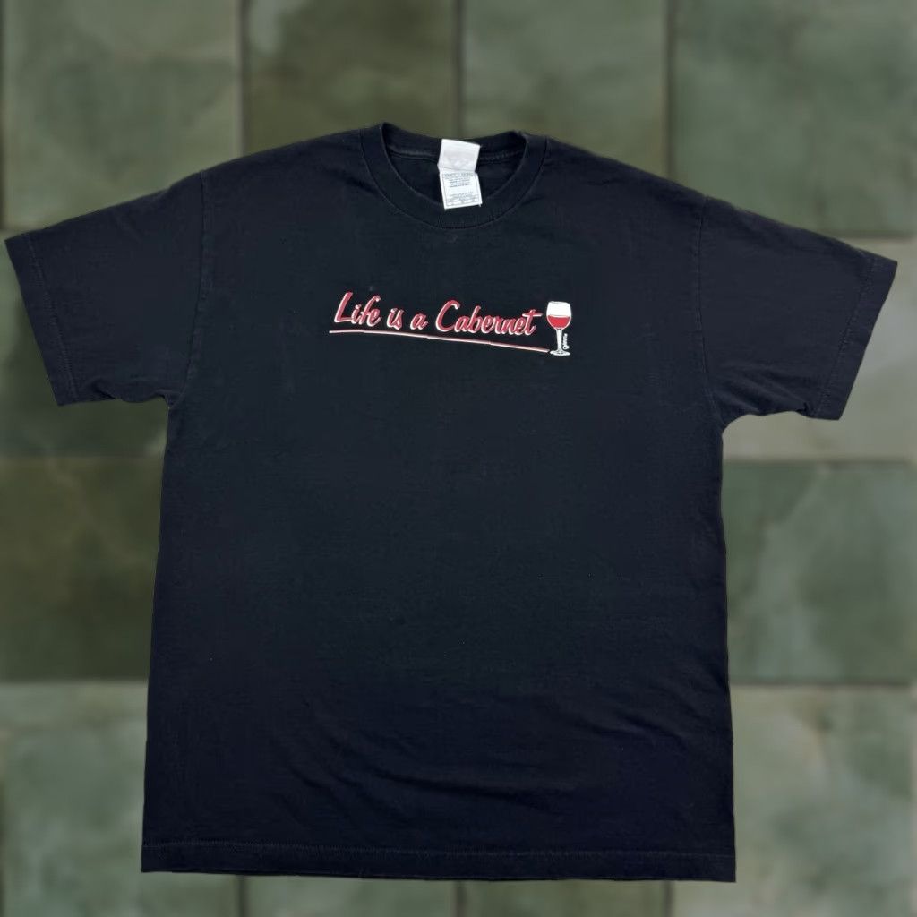 Vintage VINTAGE Life Is A Cabernet T Shirt Men L Black Cotton Alstyle 90s Y2k Funny Humor Cartoon Size US L / EU 52-54 / 3 - 1 Thumbnail