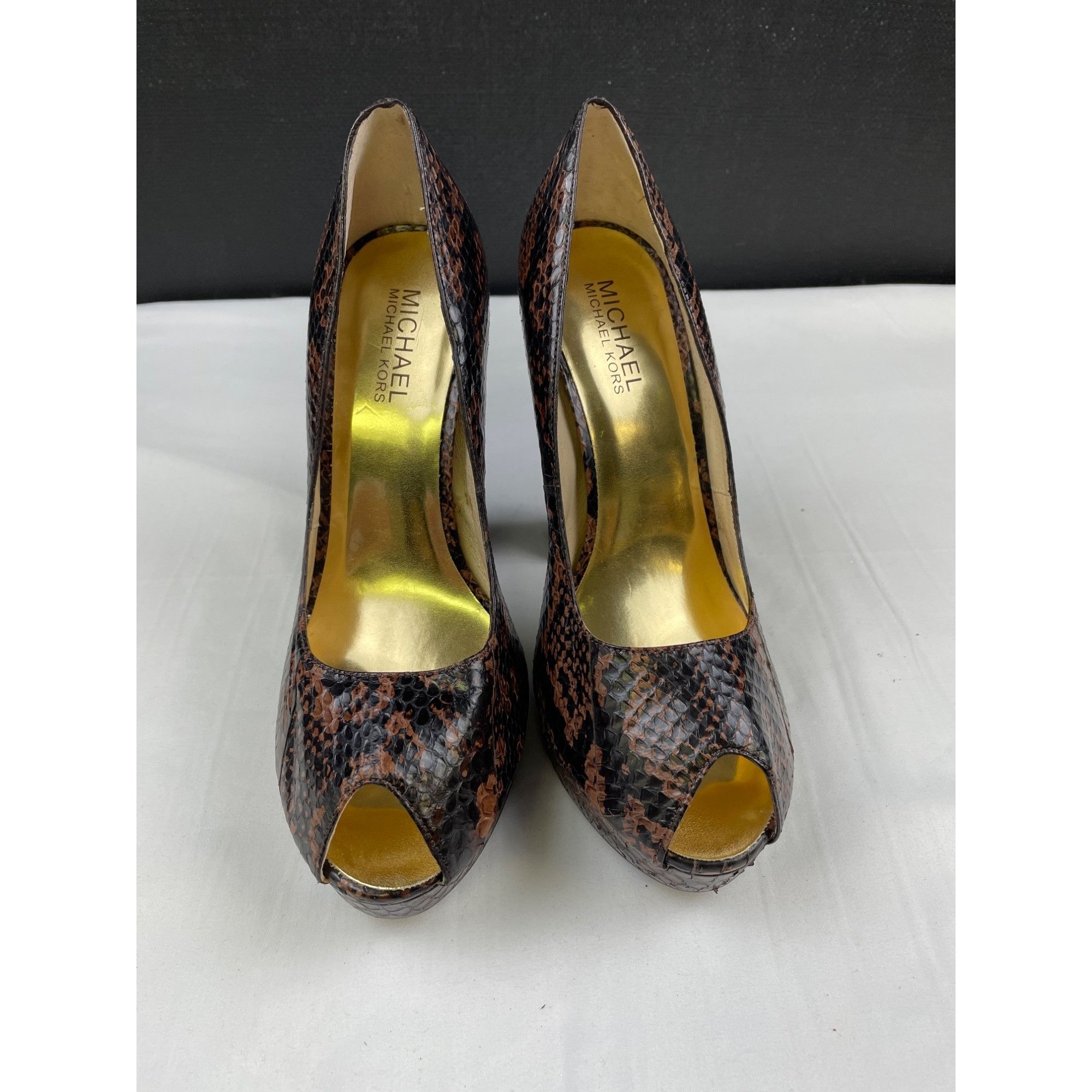 Michael Kors Michael Kors Women's Brown Genuine Snake Shoes/Heels 5.25" S Size US 7.5 / IT 37.5 - 1 Thumbnail