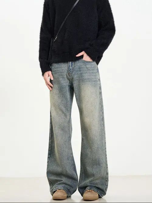 VIBE Men's vintage washed distressed flared jeans Size US 32 / EU 48 - 1 Thumbnail