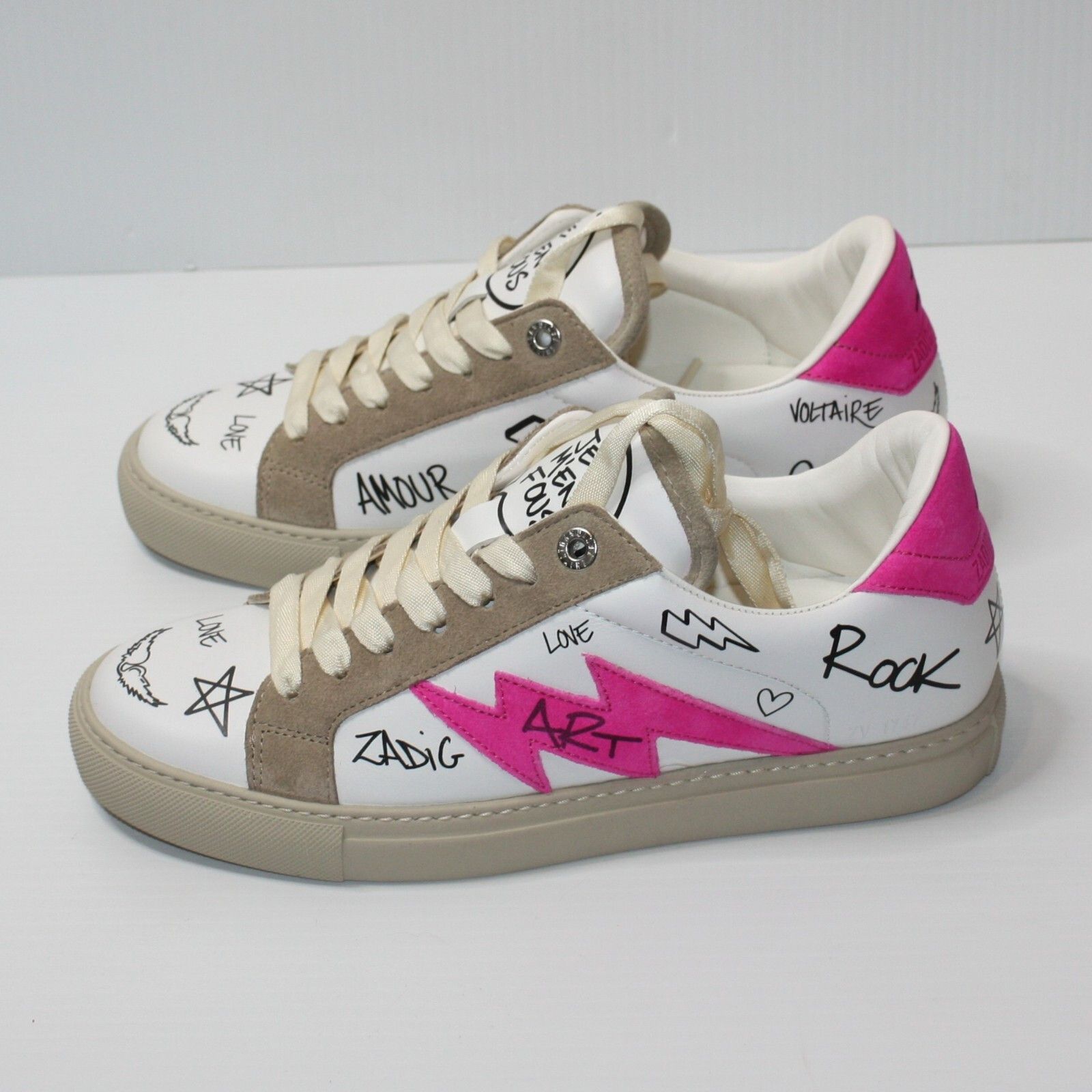 Zadig & Voltaire Charms Print Logo Leather & Suede Sneakers EU 40 / US 10 NEW Size US 10 / IT 40 - 8 Thumbnail