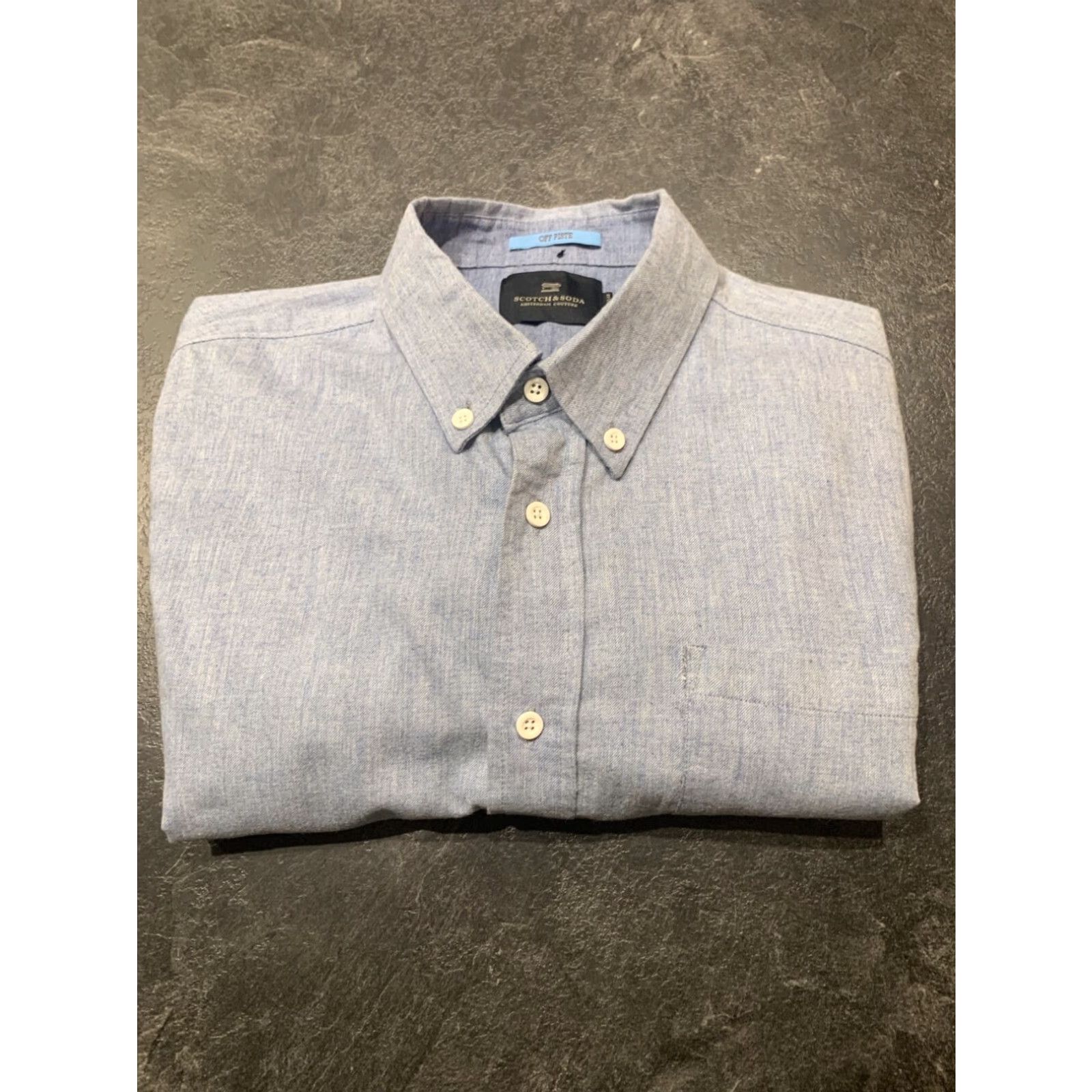 Scotch & Soda Scotch & Soda Long Sleeve Button-Up Shirt Mens XL Blue Cotton Size US XL / EU 56 / 4 - 1 Thumbnail