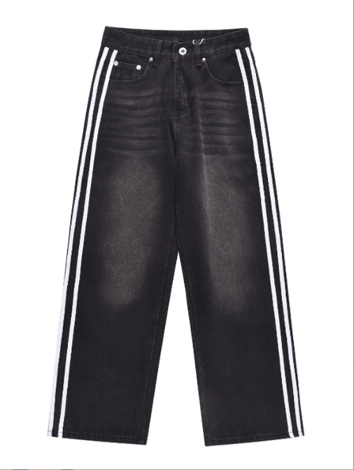 Japanese Brand × Jean American retro street washed wide-leg striped jeans Size US 32 / EU 48 - 5 Thumbnail